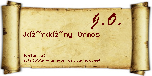 Járdány Ormos névjegykártya